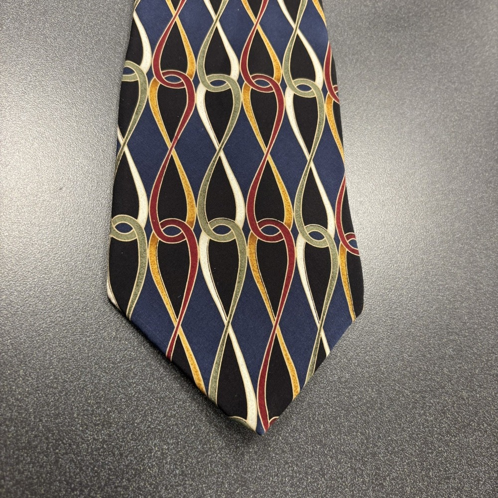 Graham & Lockwood Men's Dress Tie Multicolor Geometric Preppy Silk London Made